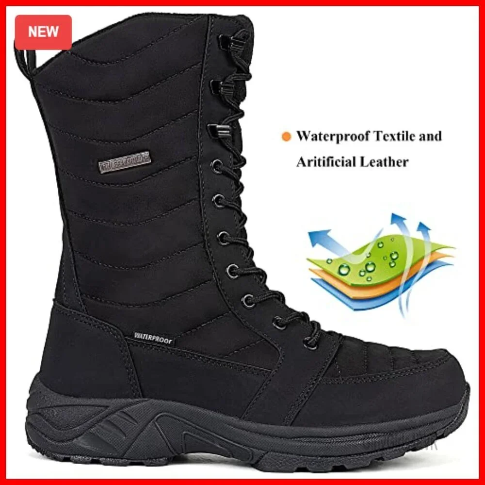 Waterproof Winter Snow Boots Warm Side Zipper Mid Calf Hiking Boots